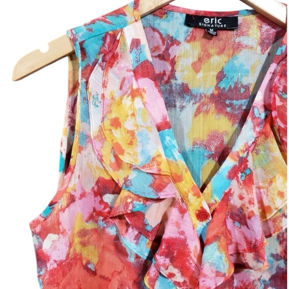 Eric | Floral Ruffle Blouse Sz M EUC - Picture 7 of 12